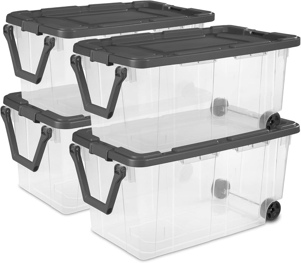 Sterilite Modular Stacker Box with Latching Lid, 160 Quart, 4-Pack