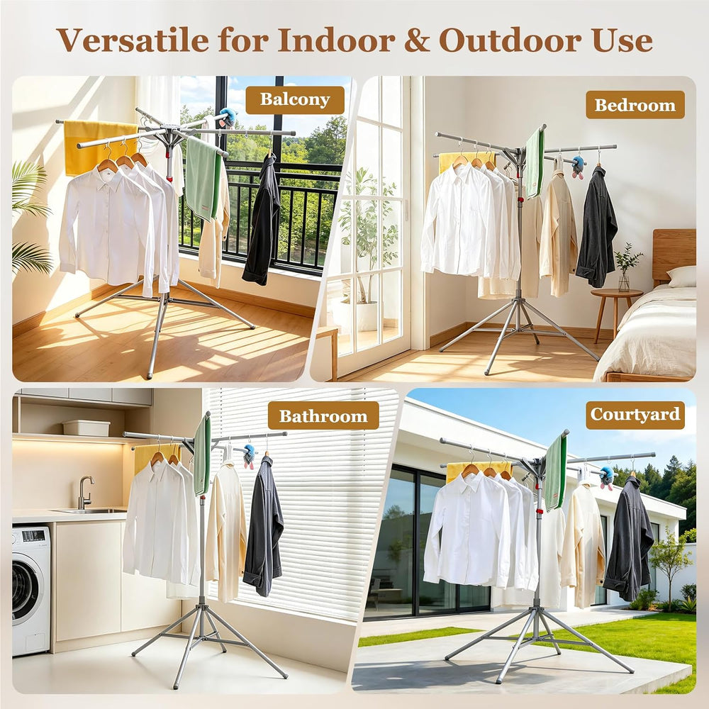 Adjustable Collapsible Umbrella Style Clothes Drying Rack, 4Legs6Telescopic A...