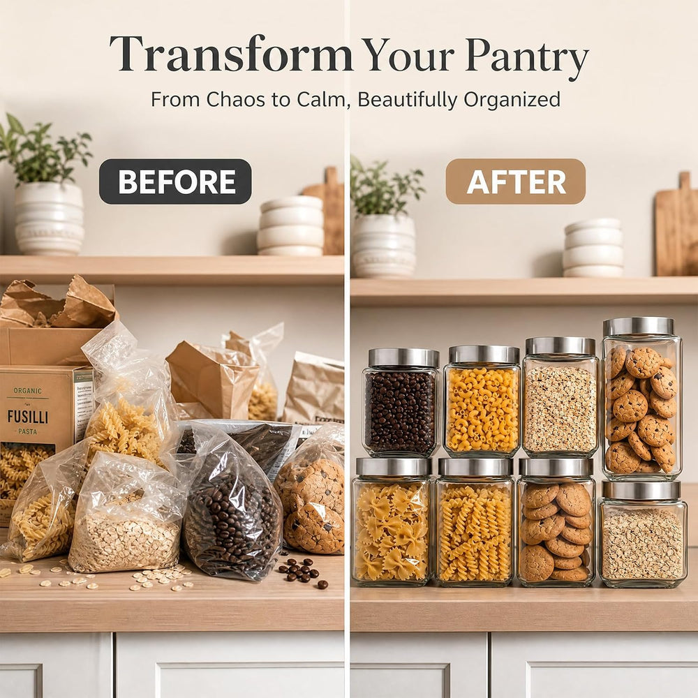 Canisters Set For The Kitchen, 4 Pack Glass Storage Containers With Lids
