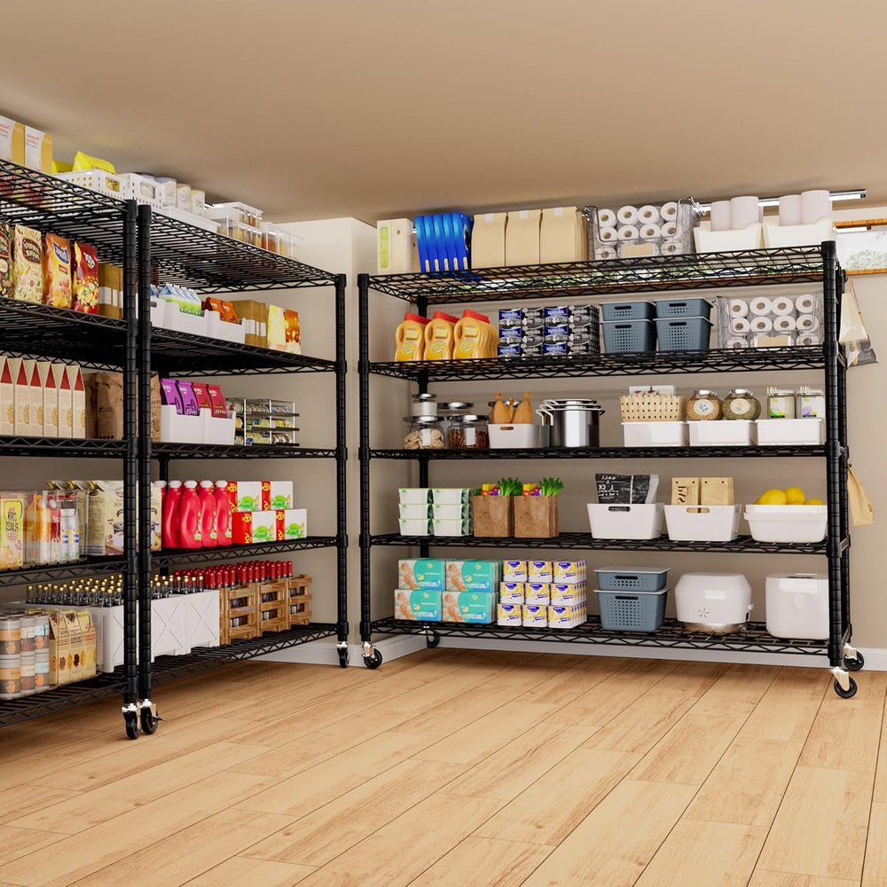 PrimeZone 5 Tier 80.7"H x 55.5"W x 24"D Wire Shelving with Whe...