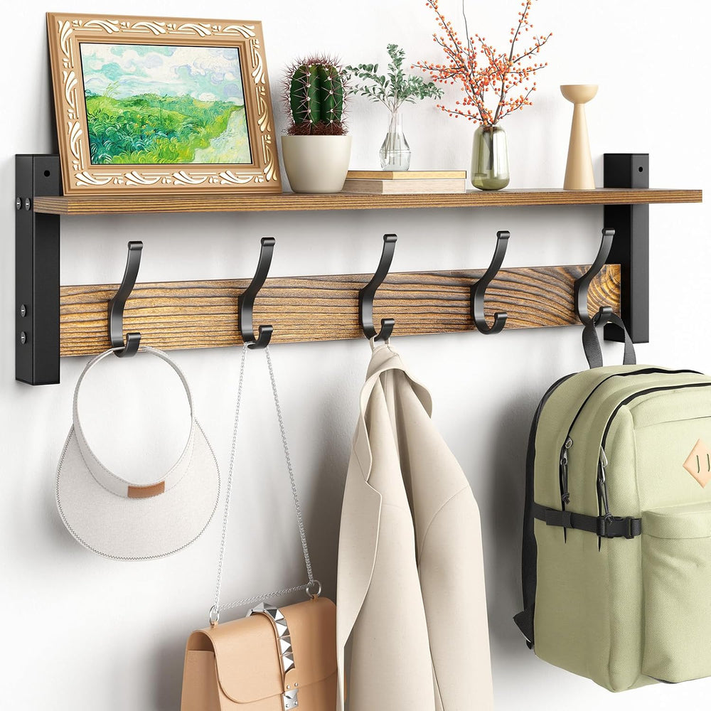 Optish Coat Rack Wall Mount with Shelf, 24 Inch Coat Hanger Walls Mounted, Ha...