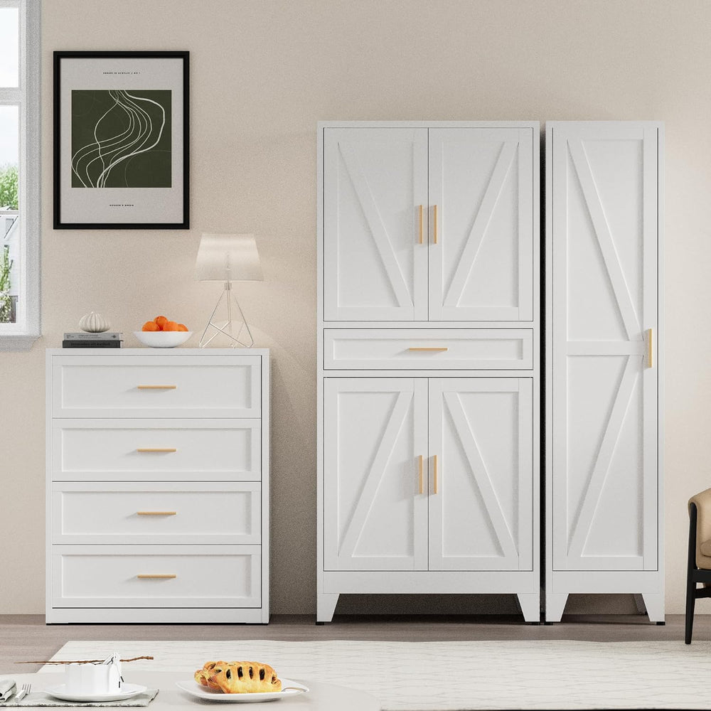 COFaR 71" Tall Kitchen Pantry, Farmhouse Storage Cabinet with Doors and ...