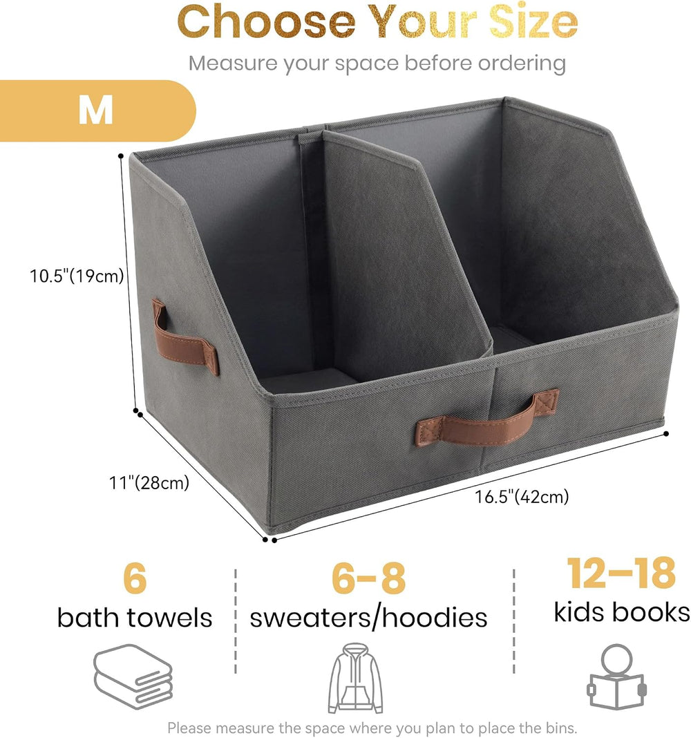 Closet Organizers Storage, Medium Collapsible Bin 6pc, Dark Gray