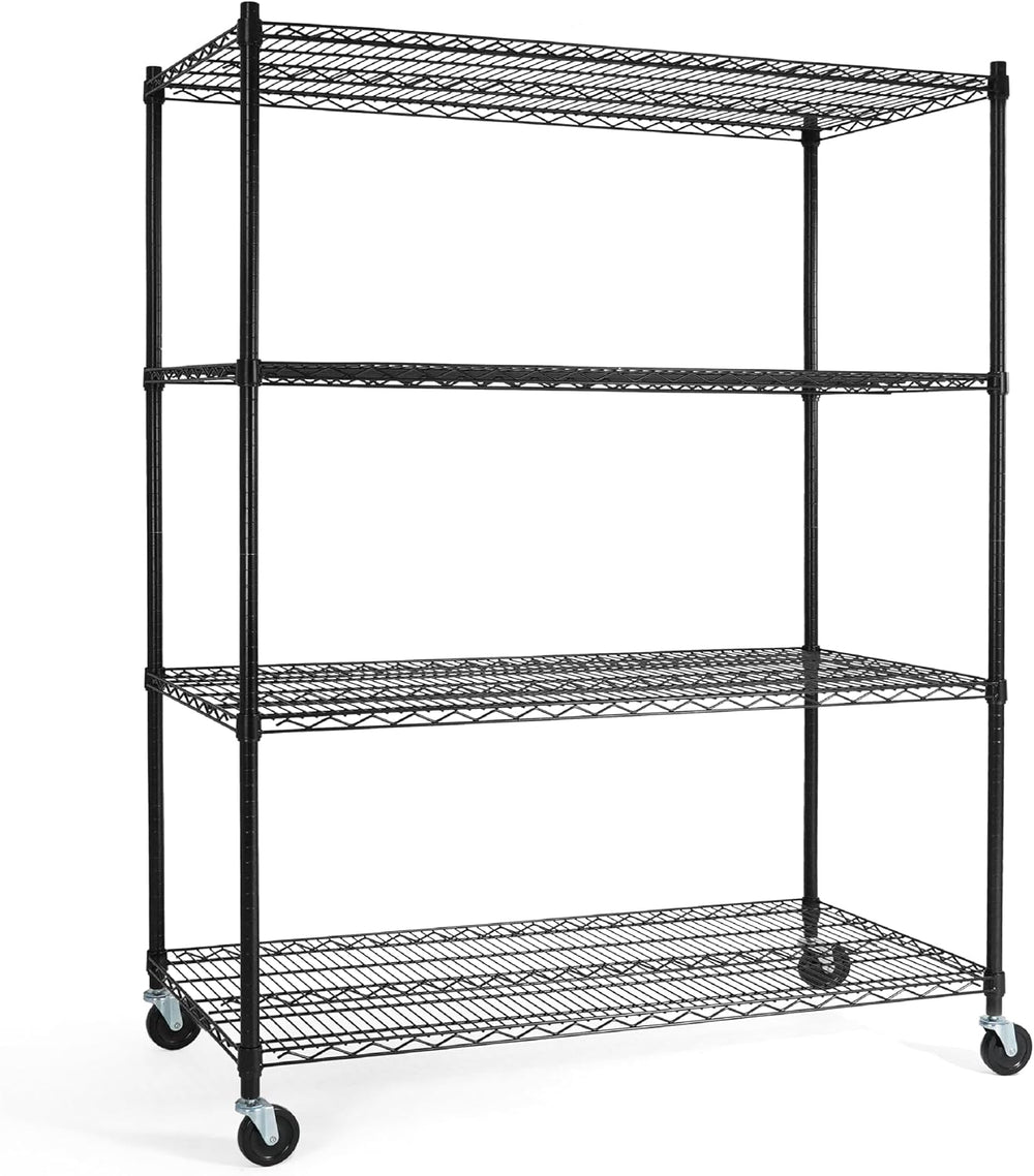 CAPHAUS 4-Tier Heavy Duty Adjustable Height Wire Shelving Unit w/Wheels &...