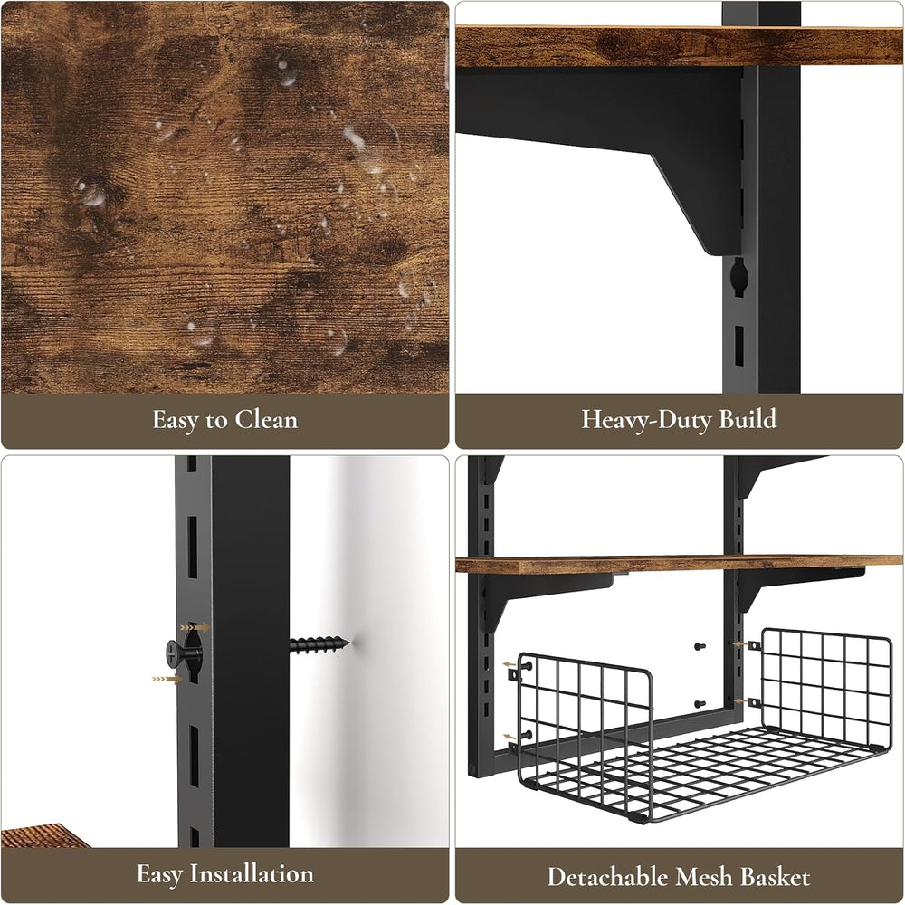 Floating Shelves Bathroom with Storage Basket,Decorative Wall Shelf
