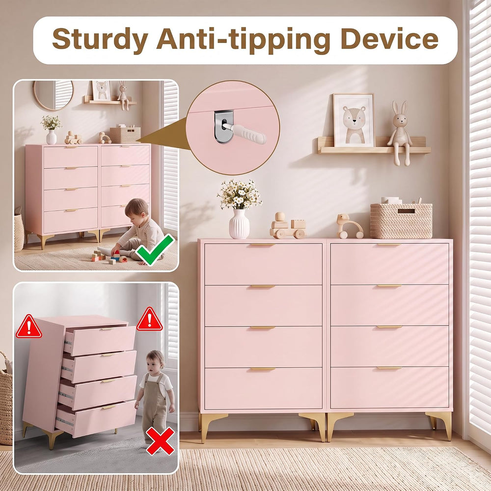 KIGOTY 4 Drawer Dresser for Bedroom, Modern Tall Dresser Storage Cabinet, Woo...