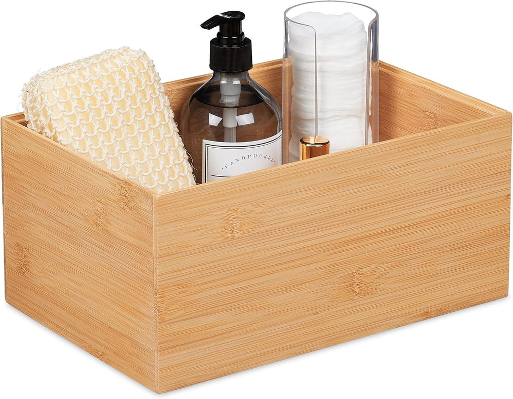 Relaxdays Storage Box, Stackable, Dimensions H x W x D: 14 x 30 x 20 cm, Bamb...