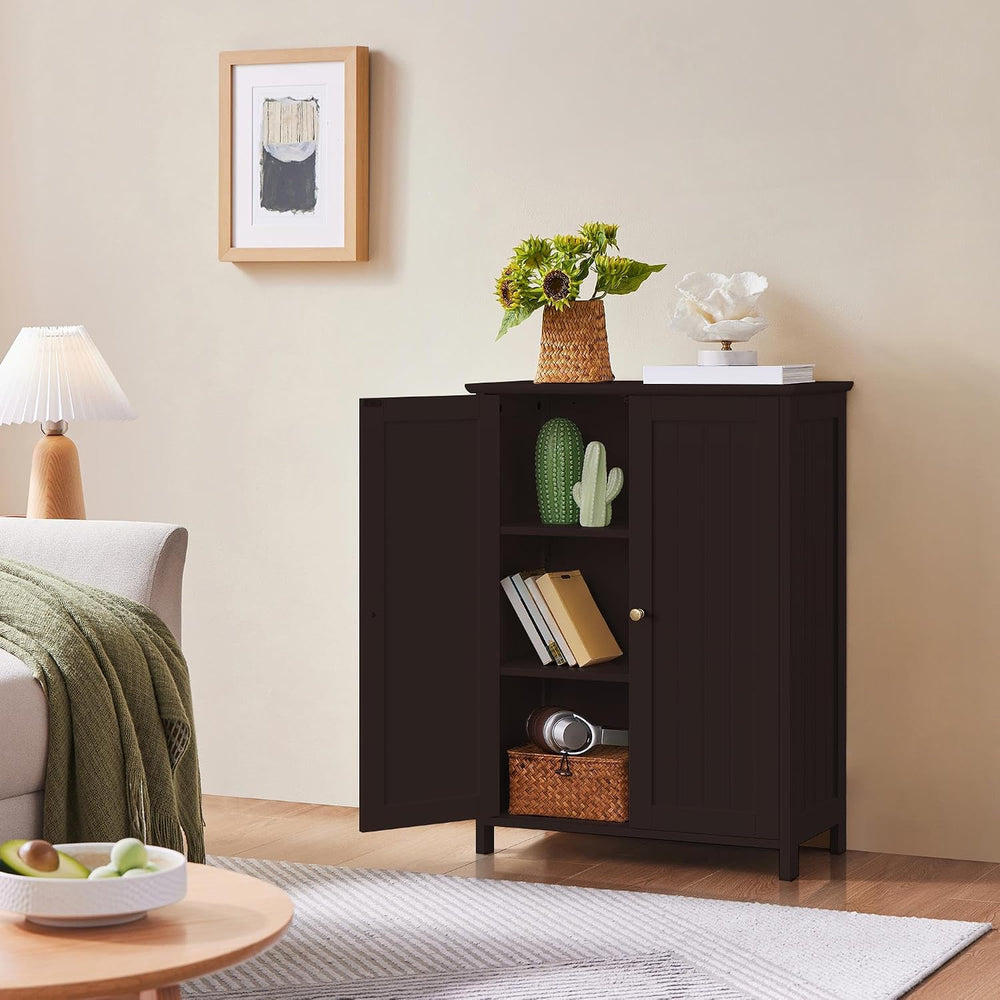 Yaheetech Small Bathroom Storage Cabinet for Towels with 2 Doors, Espresso