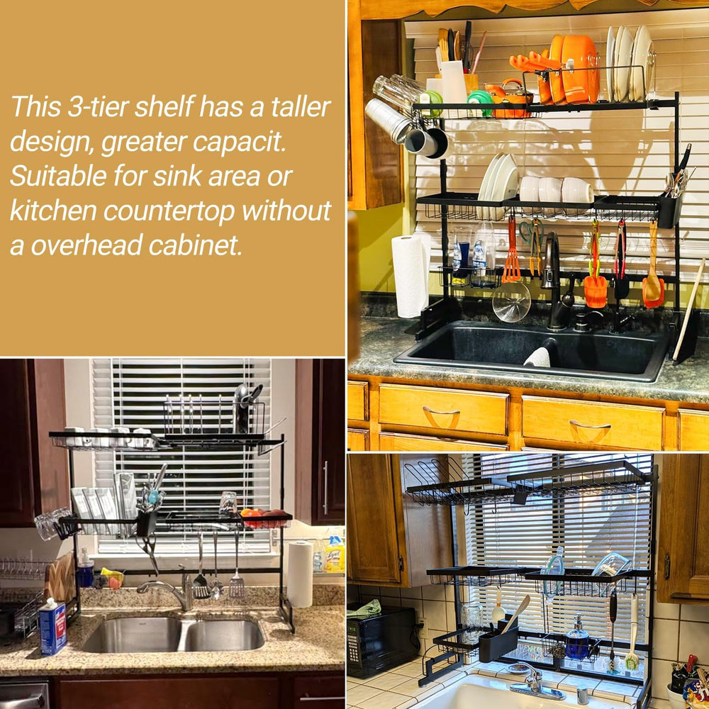 ADBIU Over Sink Dish Drying Rack (Expandable Height/Length) Snap-On Design La...