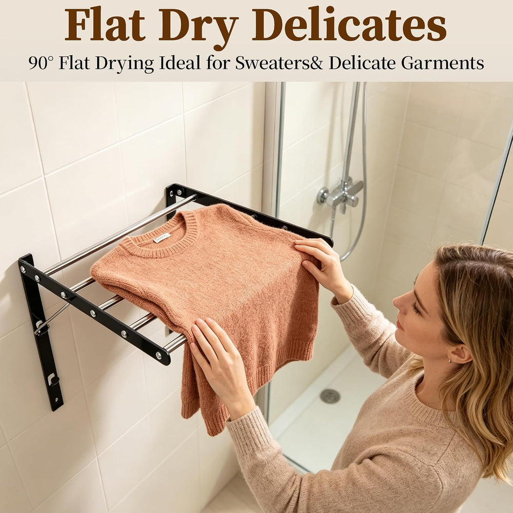Wall Mounted Drying Rack, Foldable Laundry Rack, 13–23" Adjustable Width