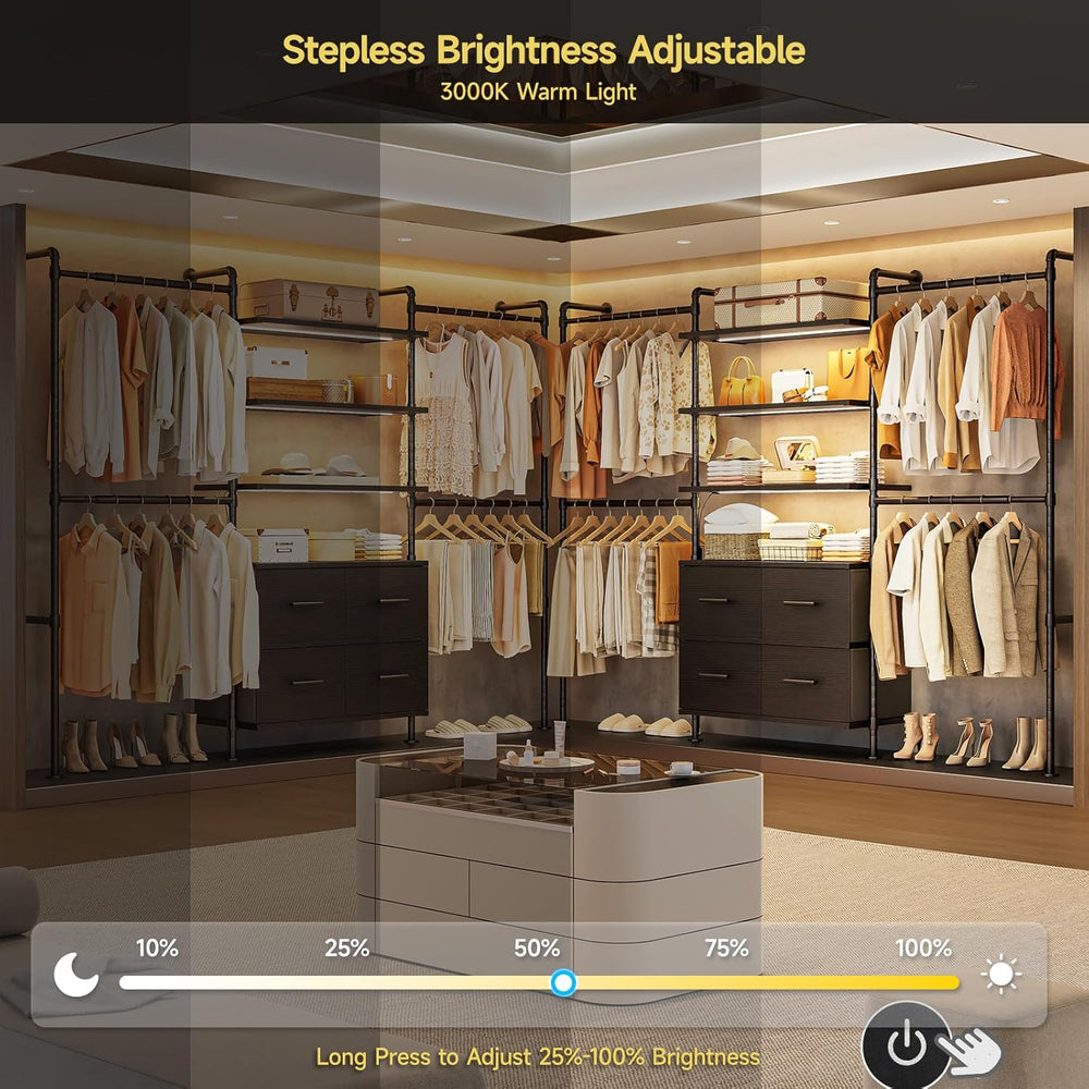 ONBRILL T3 Closet System with Stepless Dimmable LED Light & 4 Large Drawers