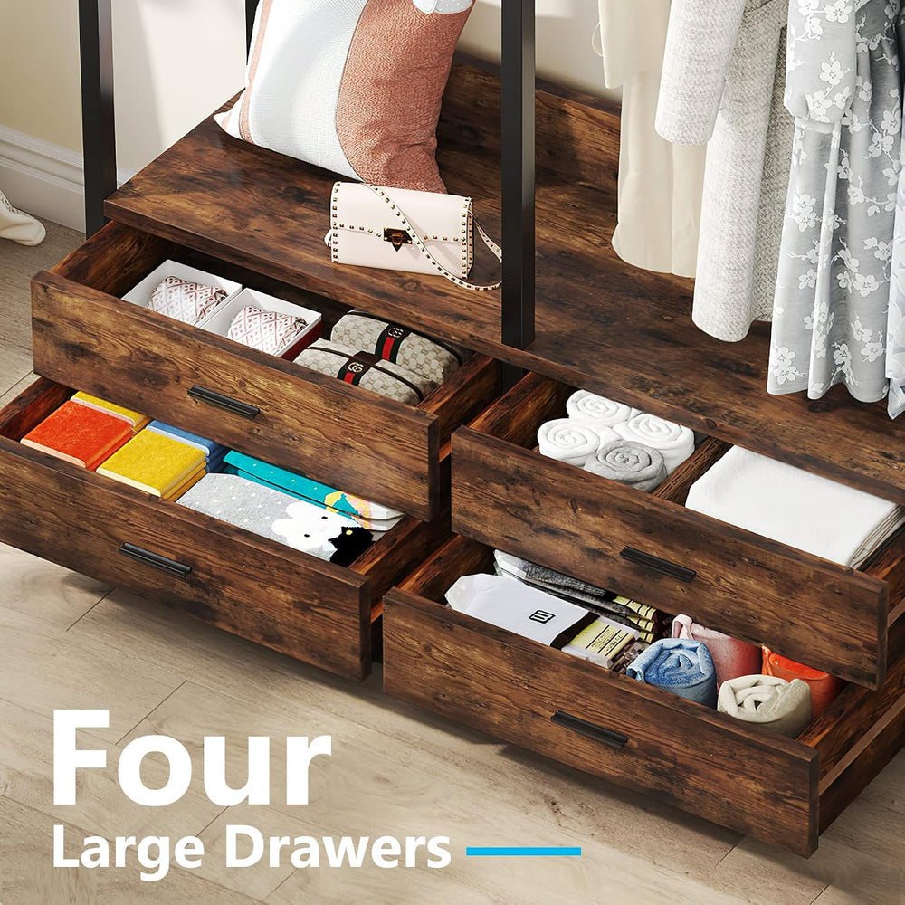 Tribesigns Freestanding Closet Organizer, Garment Rack with 4 Drawers
