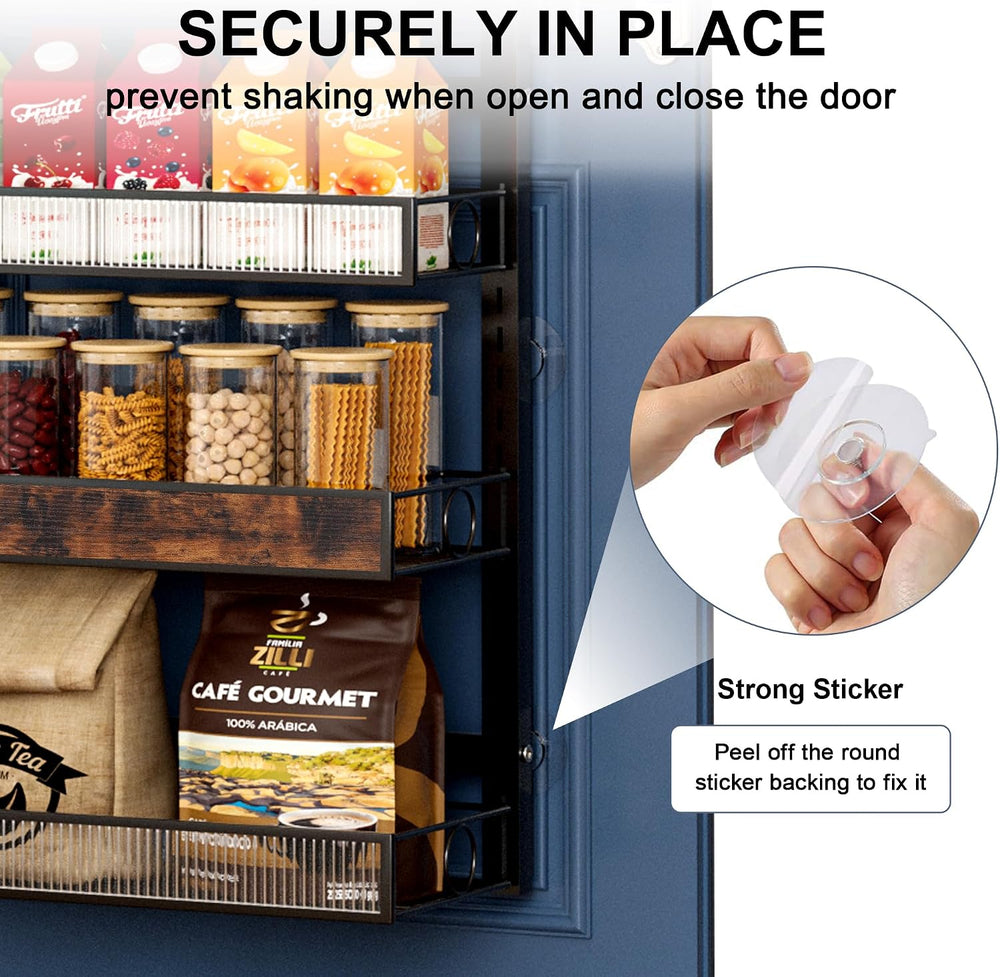 6 Tier Pantry Door Organizer Spice Rack, 2-IN-1 Wall Mount or Hanging Over Do...