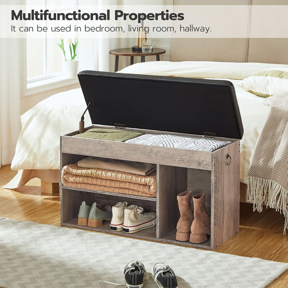 HOOBRO Shoe Storage Bench with Cushion, 32.3'' Entryway Bench with Li...