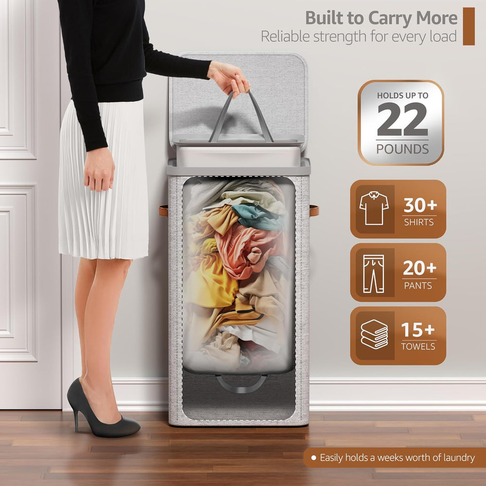 Sorbus Laundry Hamper with Lid - Collapsible Fabric Laundry Basket with Handl...
