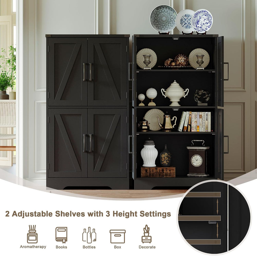 Treocho Farmhouse Bathroom Floor Cabinet with Adjustable Shelves