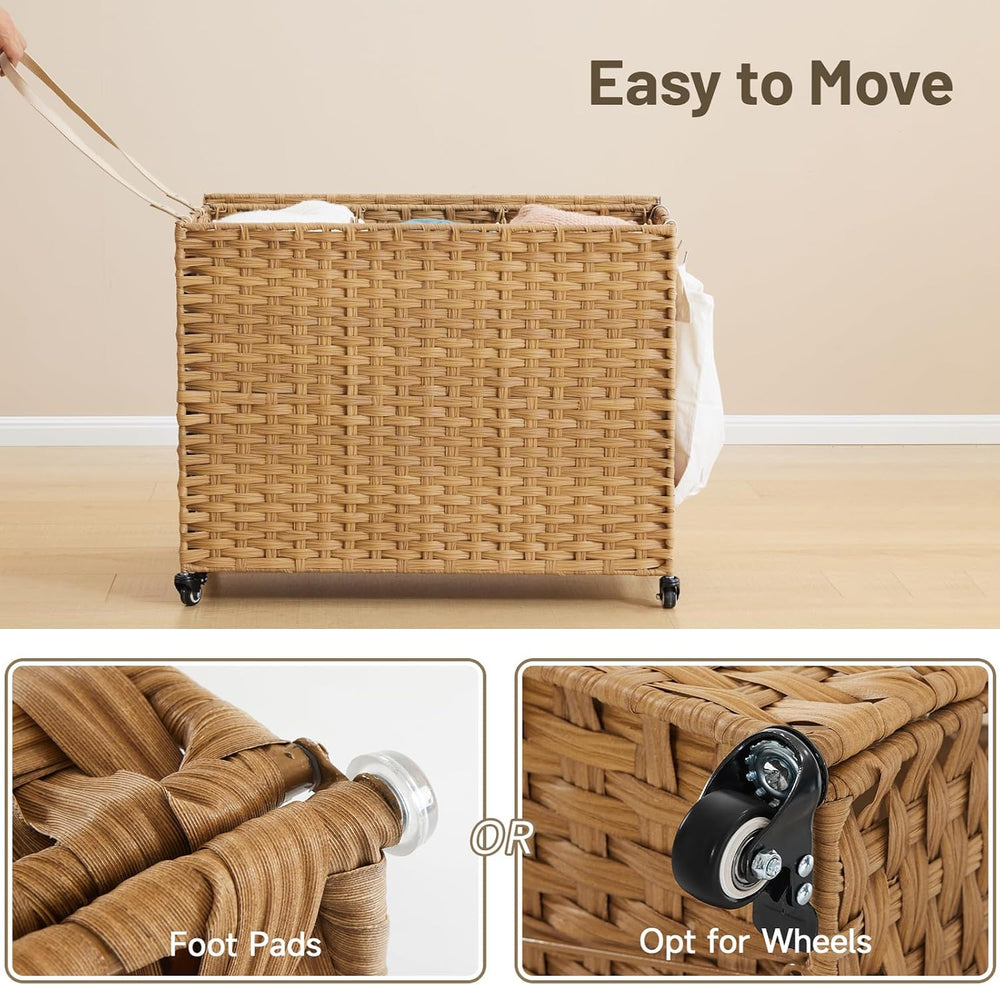 Laundry Hamper with Wheels, 52.8 Gallon(200L) Rolling Laundry Basket with Lid...