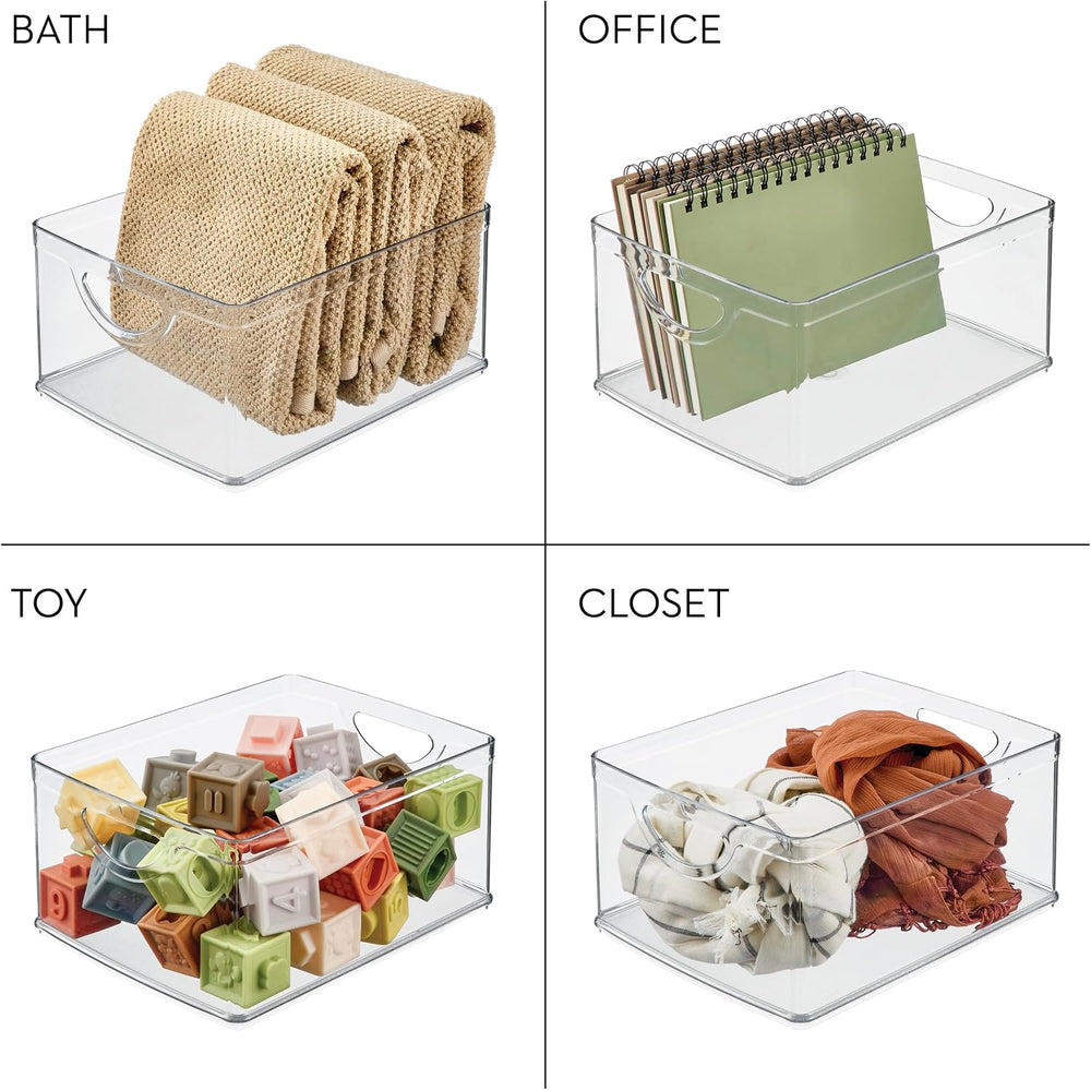 iDesign Plastic Stackable Kitchen Cabinet Storage Bin with Handles - Clear Pa...
