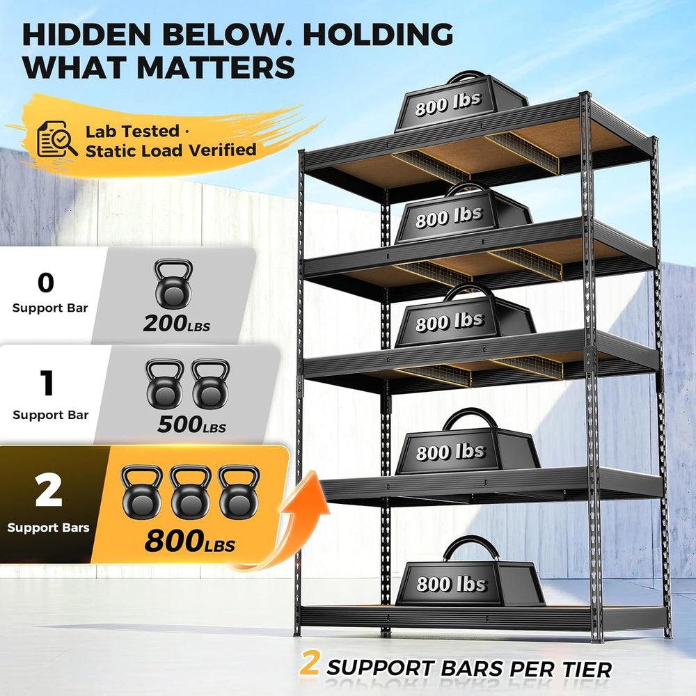 CAMMOO 4000LBS 5 Tier Metal Garage Shelving Unit, 72" H x 48" W x 2...