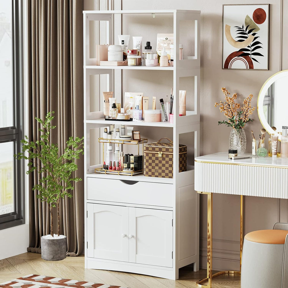 DICTAC Kitchen Pantry Storage Cabinets Freestanding Tall Bathroom Cabinet wit...