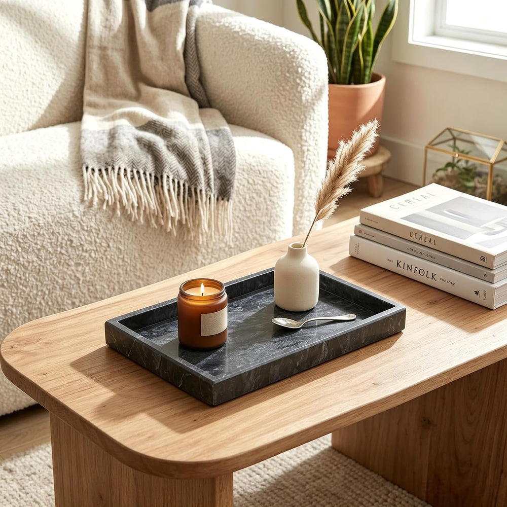Natural Marble Tray for Bathroom, Vanity, Kitchen and Desktop,Luxury Stone De...