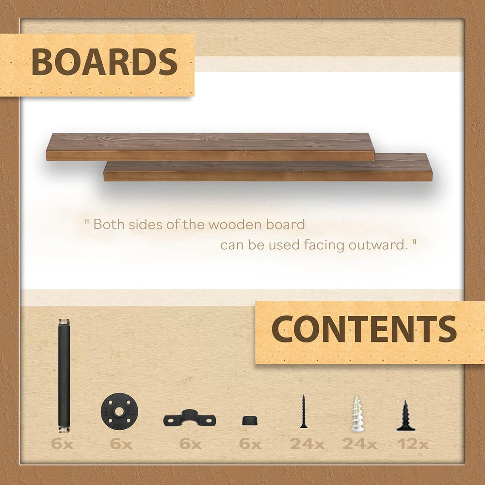 TEN49 Real Wood Rustic Floating Shelves Wall - 48 Wide Small Wooden Industria...
