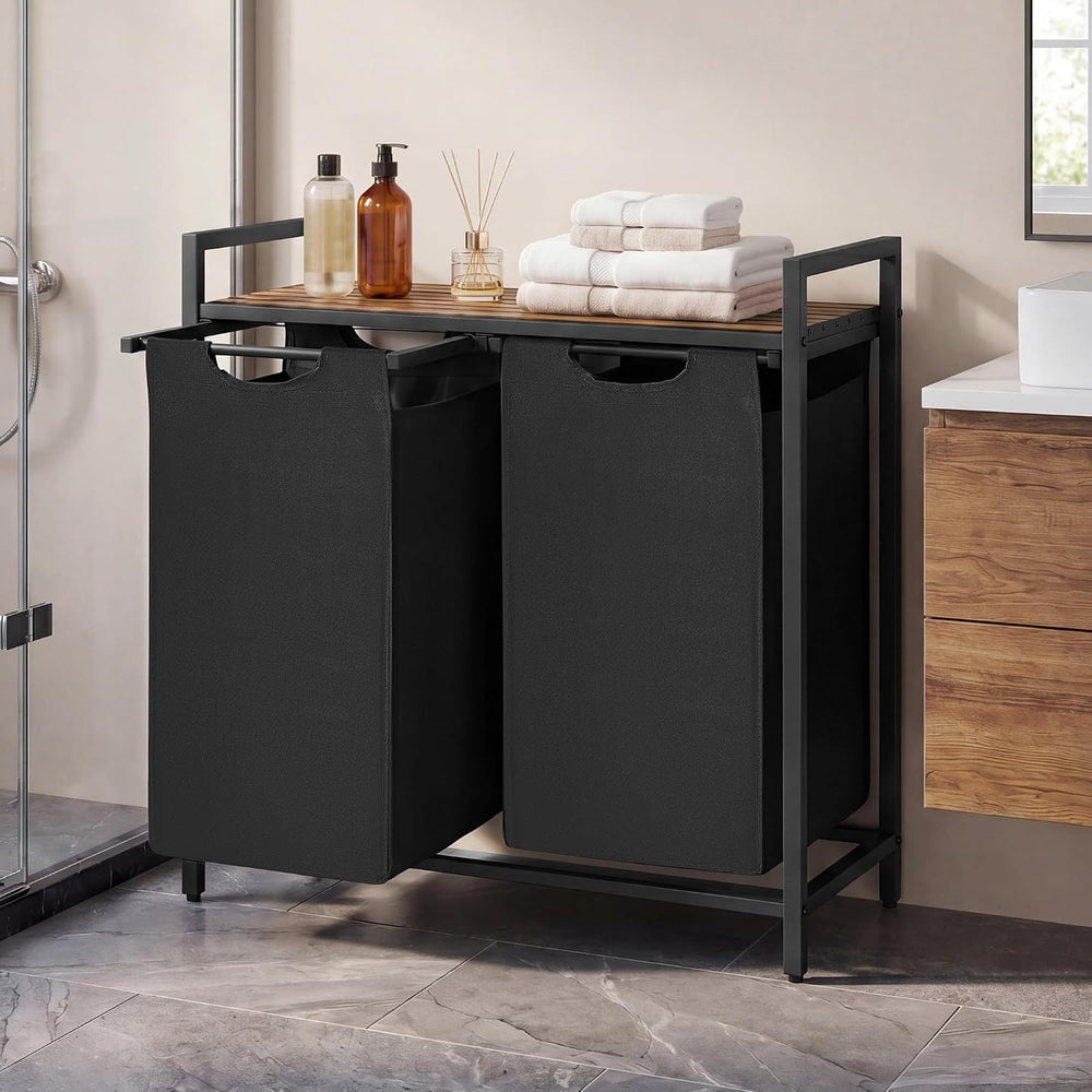 SONGMICS HOME Laundry Basket Sorter with Storage Shelf, Laundry Hamper with M...