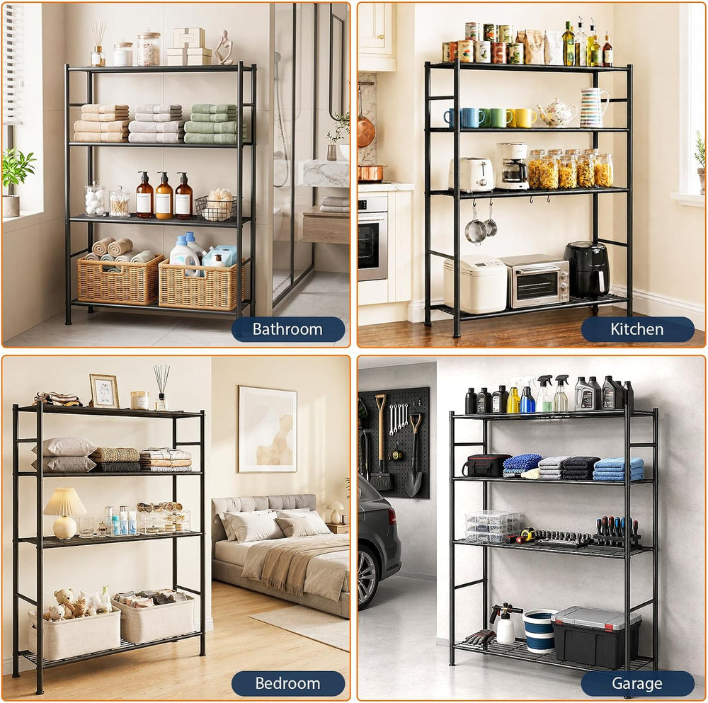 4-Tier Metal Storage Shelves, 33.1" x 12.6" x 57.2", Heavy Dut...