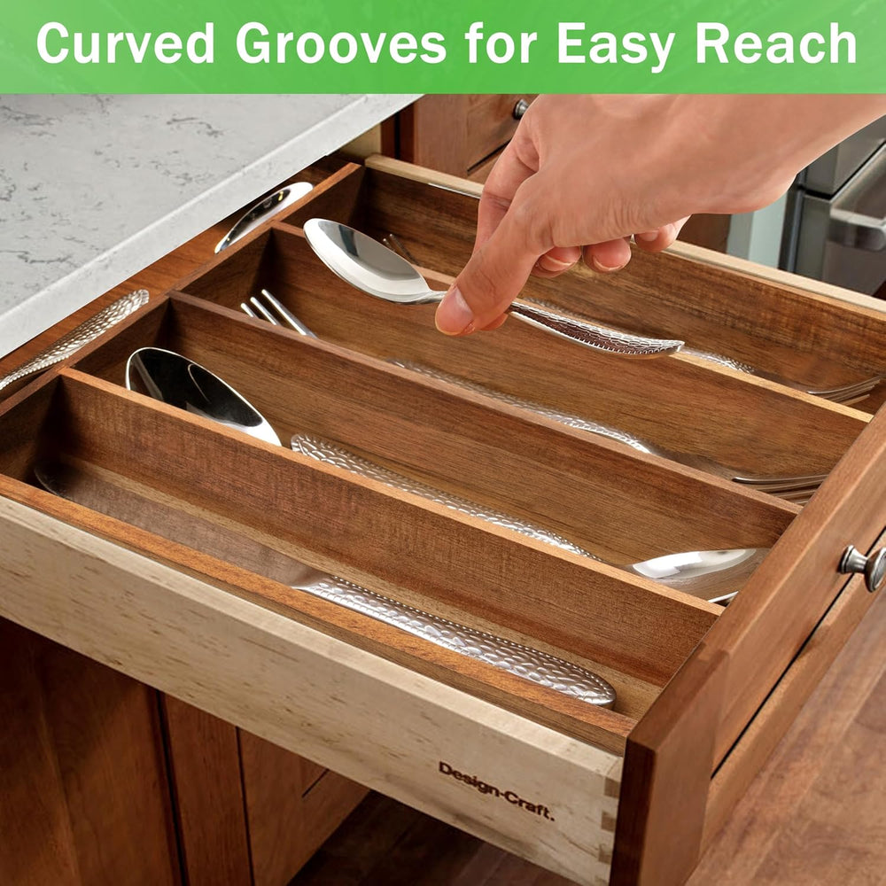 Greenual Acacia Wood Silverware Organizer 10 In Utensil Organizer Silverware ...