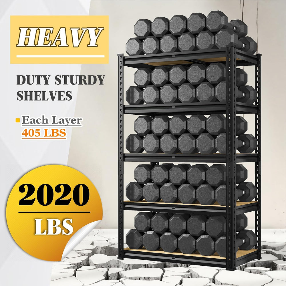 REIBII 2-Pack Garage Shelving, Heavy Duty Storage Rack for Shed Workshop