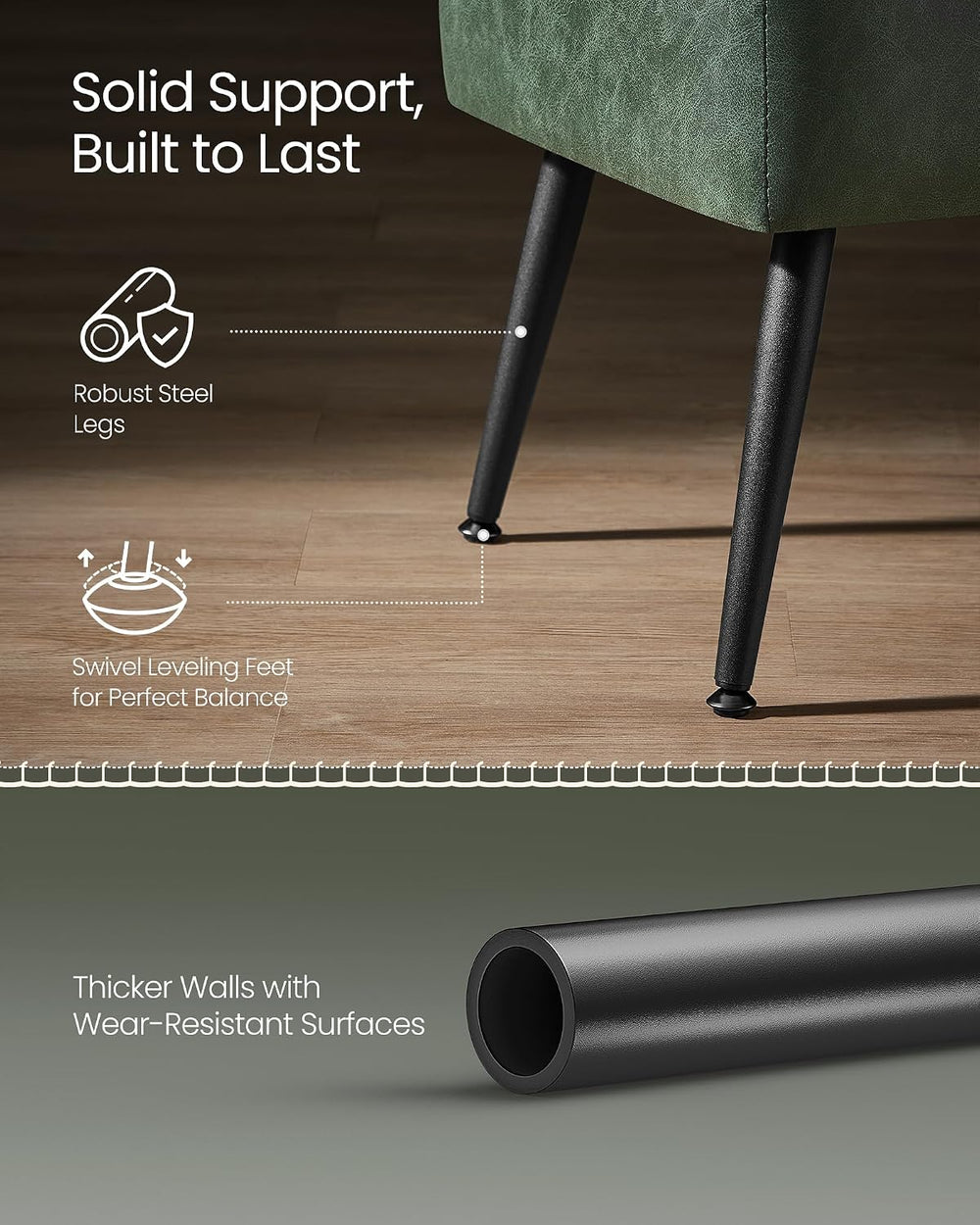 VASAGLE Storage Ottoman Bench, PU Leather, Steel Legs