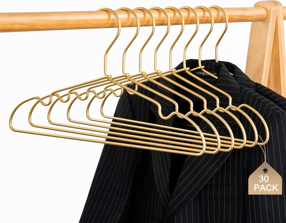 Premium Clothes Hangers 16.5" Metal Gold Coat Hangers Non Slip Hook Laun...
