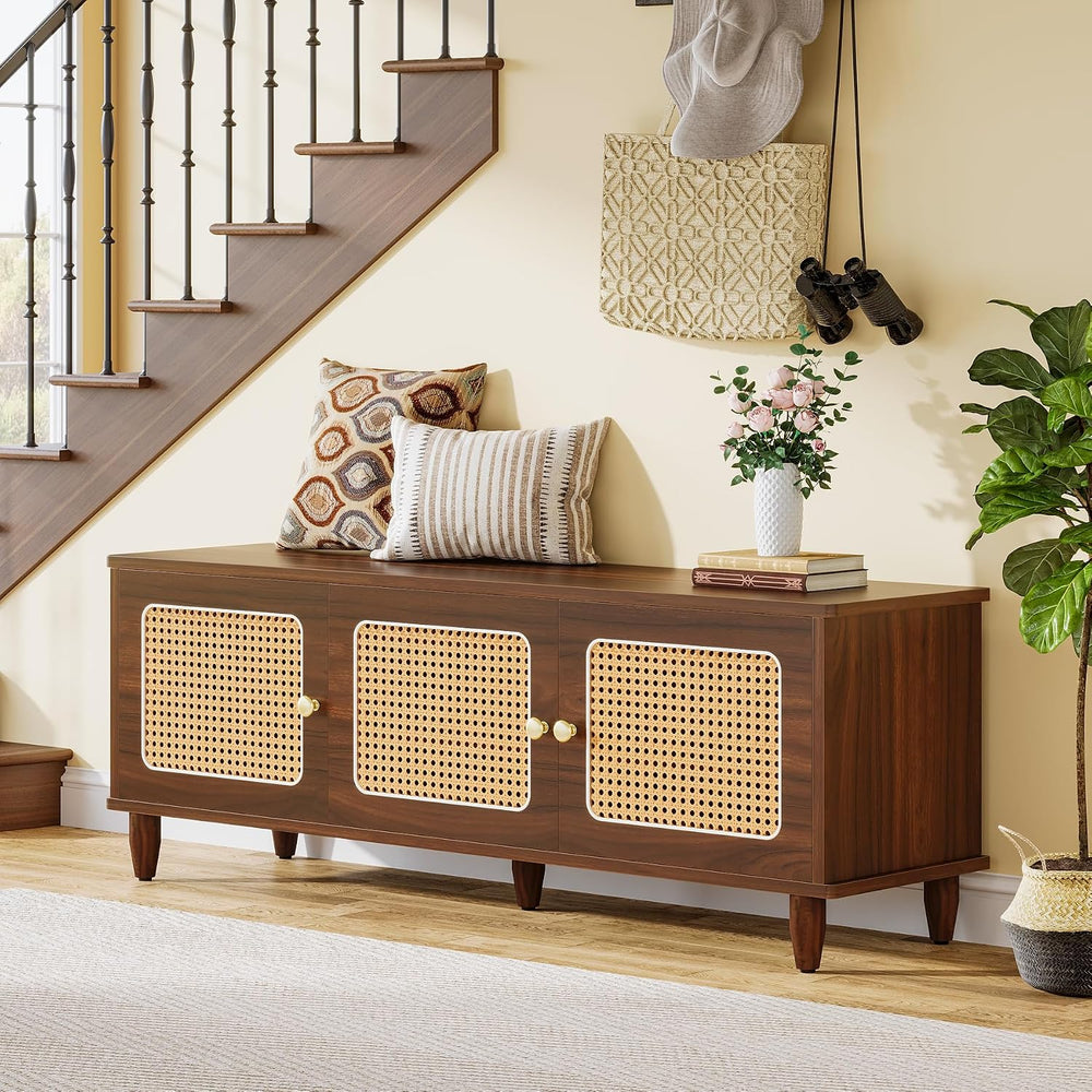 Tribesigns Shoe Bench with Lift Top Storage, 2-Tier Entryway Bench with Ratta...
