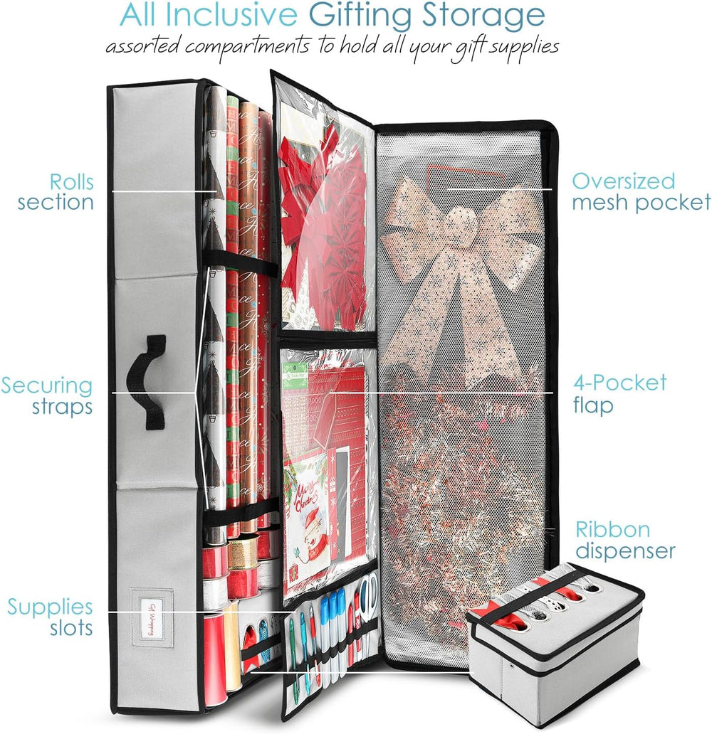 Hearth & Harbor Wrapping Paper Storage Container - Christmas Storage Bag ...