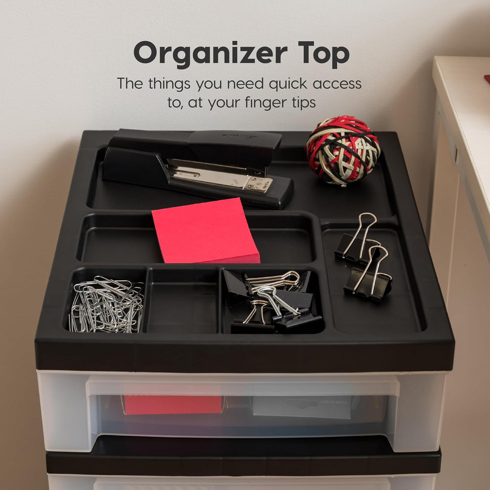 IRIS USA 6-Drawer Rolling Storage Cart, Black/Clear