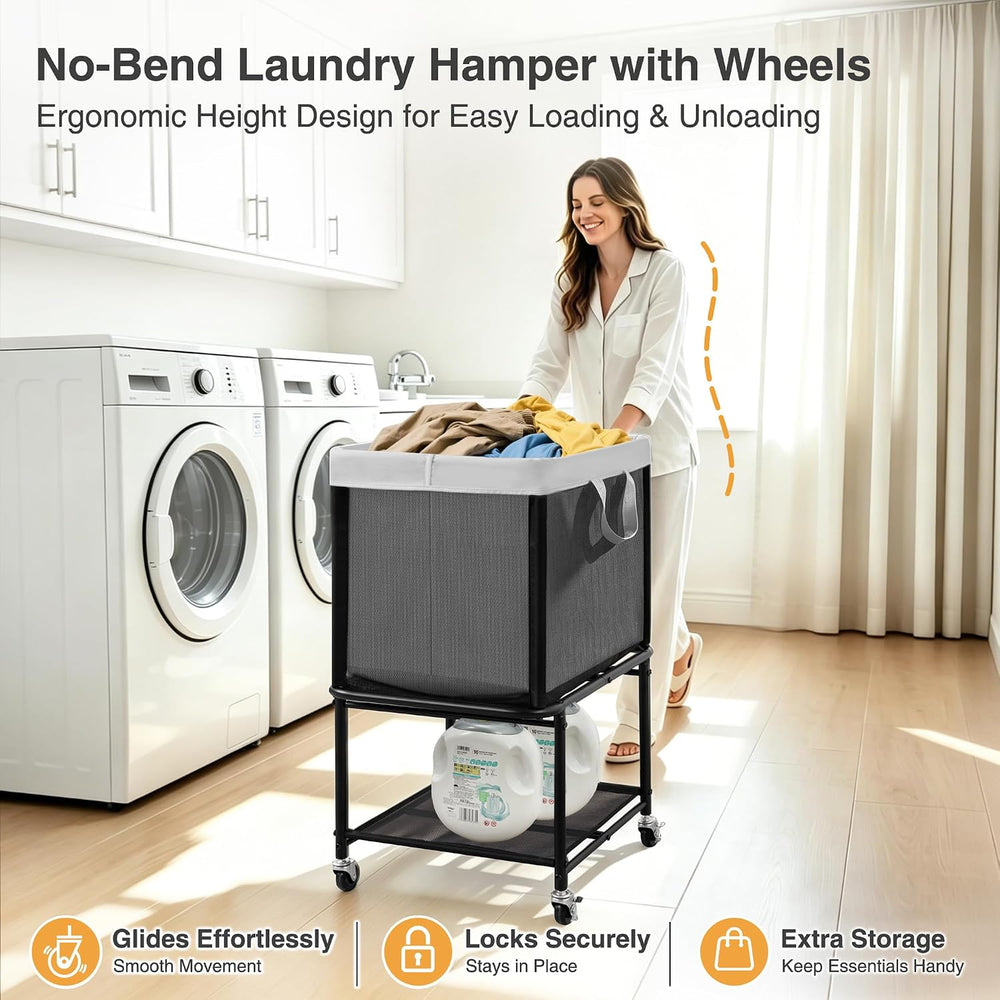 STO STO Rolling Laundry Hamper with Lockable Wheels, 29-Gallon (110L) Laundry...