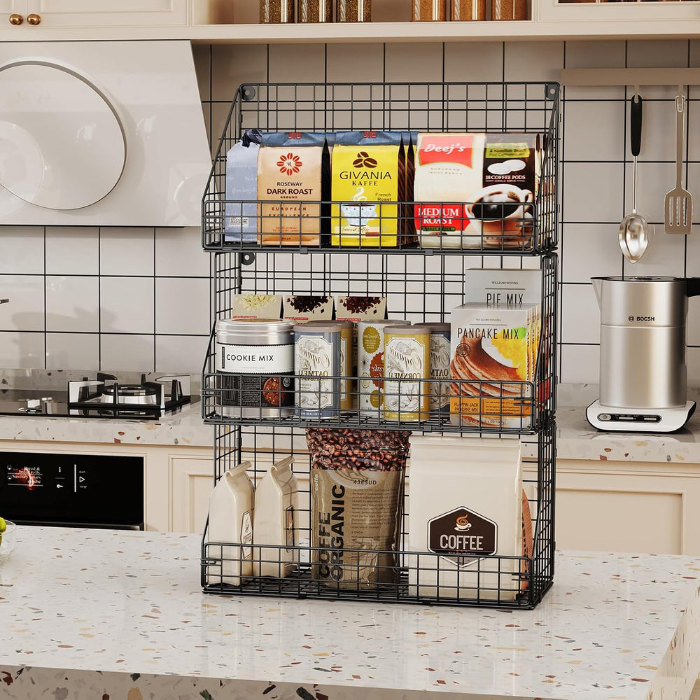 X-cosrack 3-Tier Stackable Detachable Snack Organizer (Large Size), Counterto...