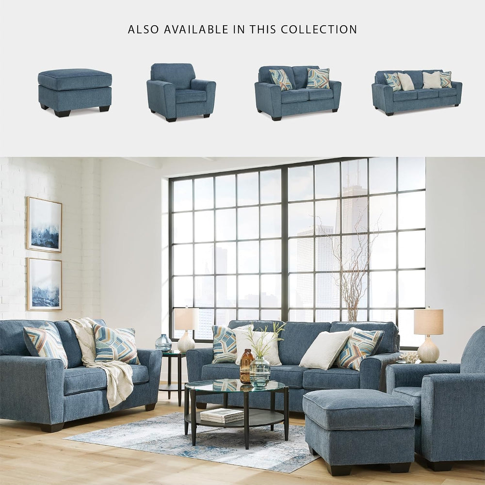 Signature Design by Ashley Ottoman, Cashton Blue Rectangular Foot Rest