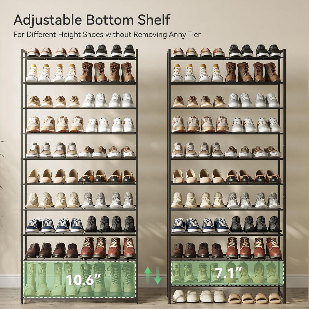 Nunsino Shoe Rack for Closet, Metal Shoe Organizer, 10 Tier Garage Shoe Rack ...