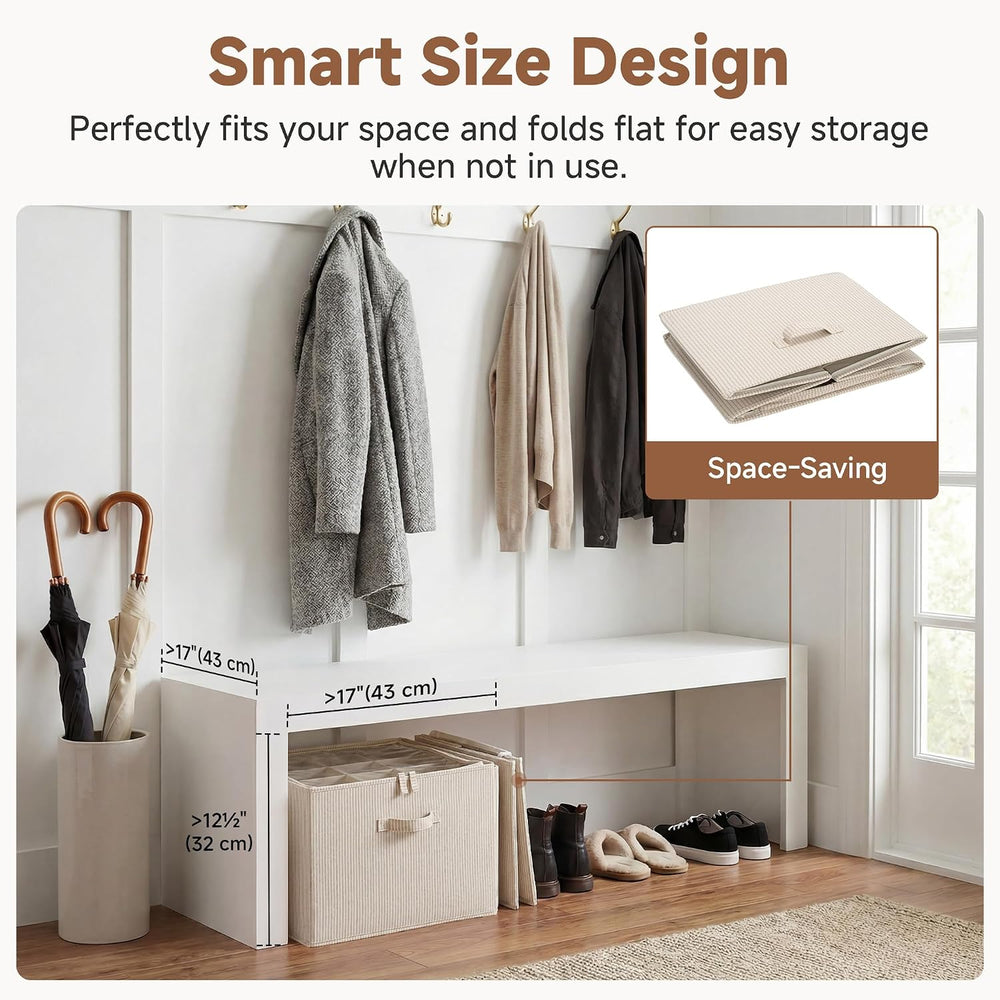 StorageWorks 2-Pack 32-Pair Shoe Organizer Bins, Khaki and Beige Stripes