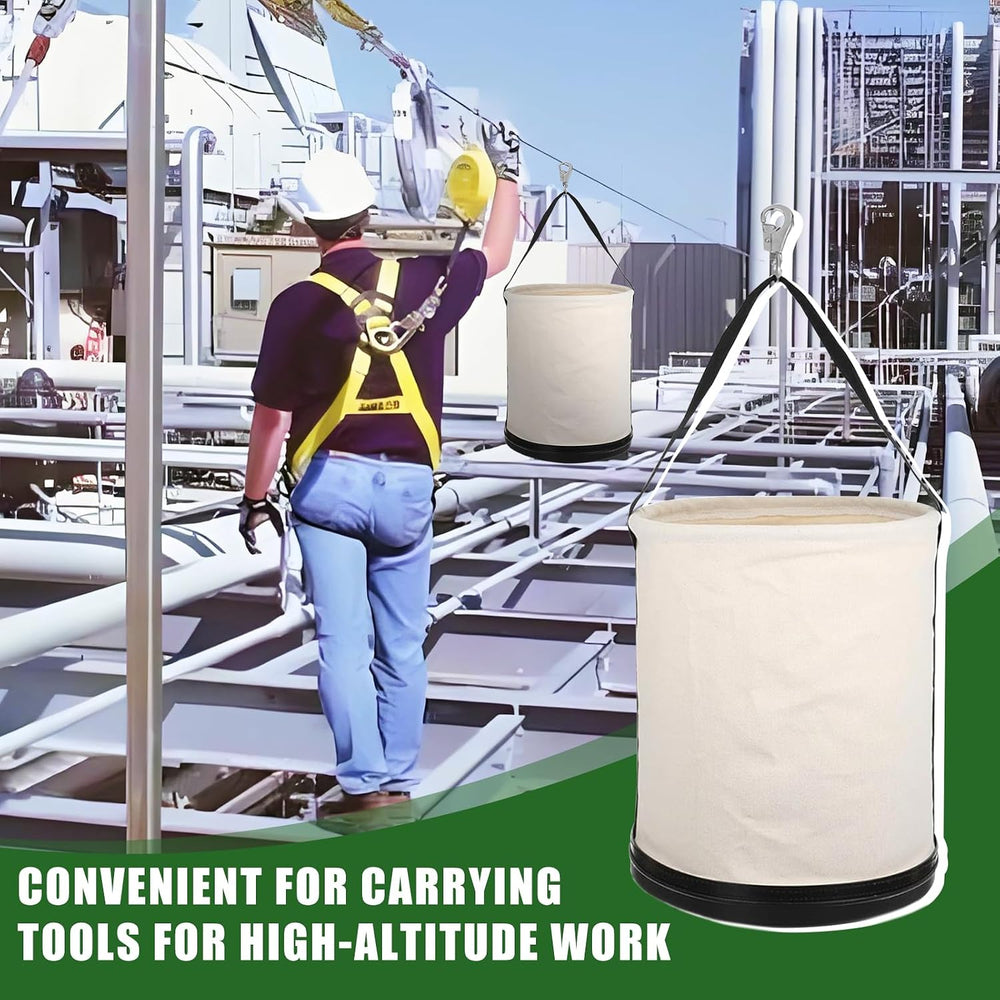 CNQLIS Canvas Tool Bucket – 11.6"x15", 150lb Capacity, w/Metal Hook