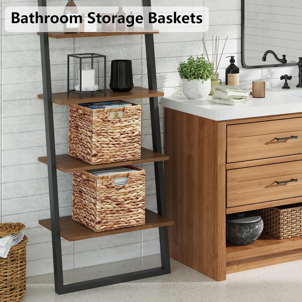 Vagusicc Wicker Storage Basket, Set of 2 Handwoven Water Hyacinth Storage Bas...