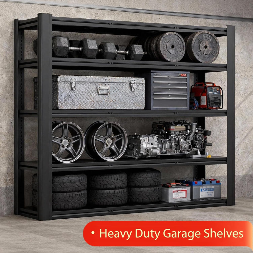 5-Tier Heavy Duty Storage Shelves Unit, Adjustable Metal Garage Shelving,5000...