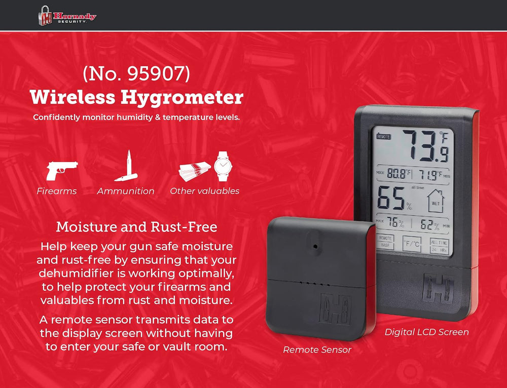 Hornady Wireless Hygrometer, 95907 - Includes a Remote Base & Digital Tou...