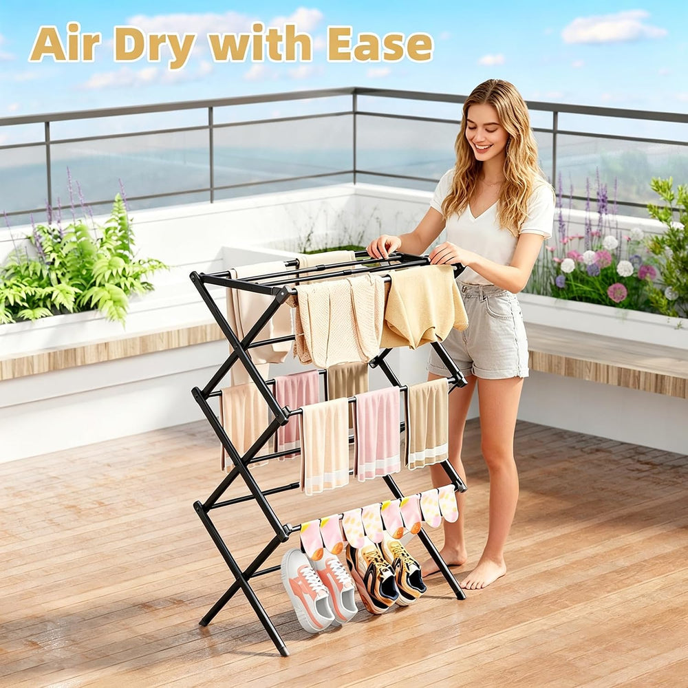 BAKON Clothes Drying Rack Foldable for Small Space, No Installation Required,...