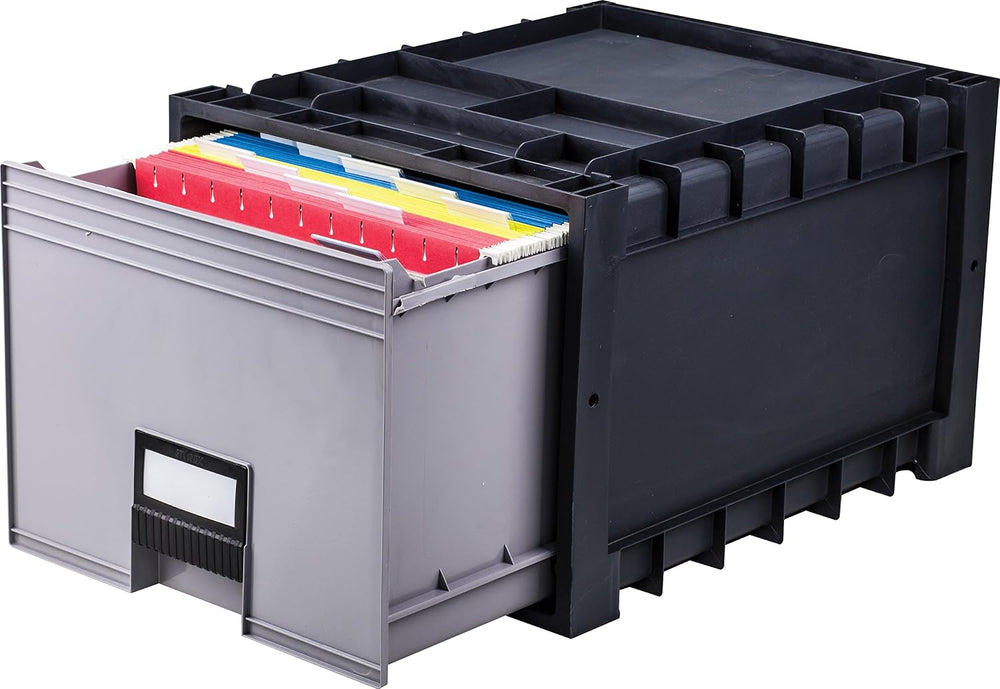 Storex Plastic Archive Storage Drawer with Lock, Letter Size, 18-Inch Drawer,...