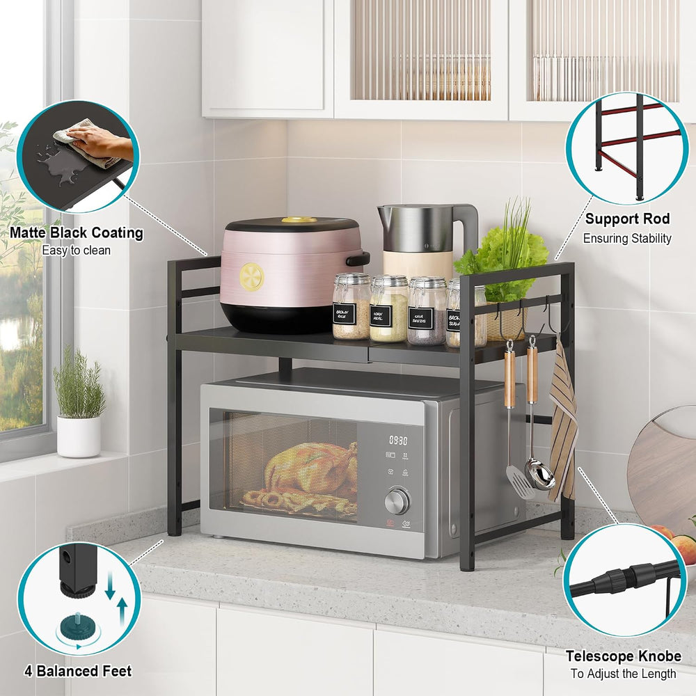 DOLALIKE Microwave Oven Rack, Expandable Microwave Stand Countertop Kitchen U...