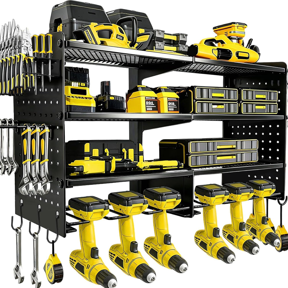 Power Tool Organizer Wall Mount, 4 Tier Heavy Duty Tool Storage Rack