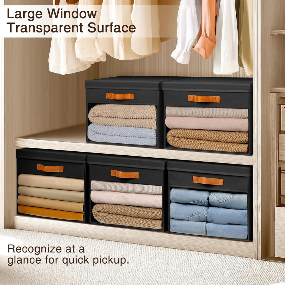 Homsorout Large Storage Bins with Lids - 6 Pack Foldable Decorative Organizer...