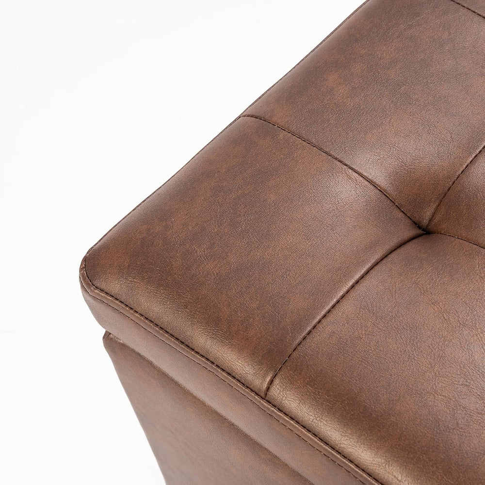 Asense 17 Inch Storage Ottoman Foot Rest,Square Faux Leather Foot Stool,Small...